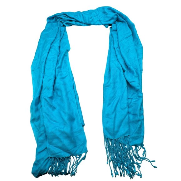 Turquoise Blue Lightweight Fringe Scarf wrap 72x32" READ - Picture 1 of 7